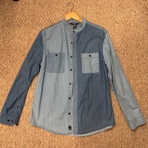 Two-Tone Denim Button-Up Shirt